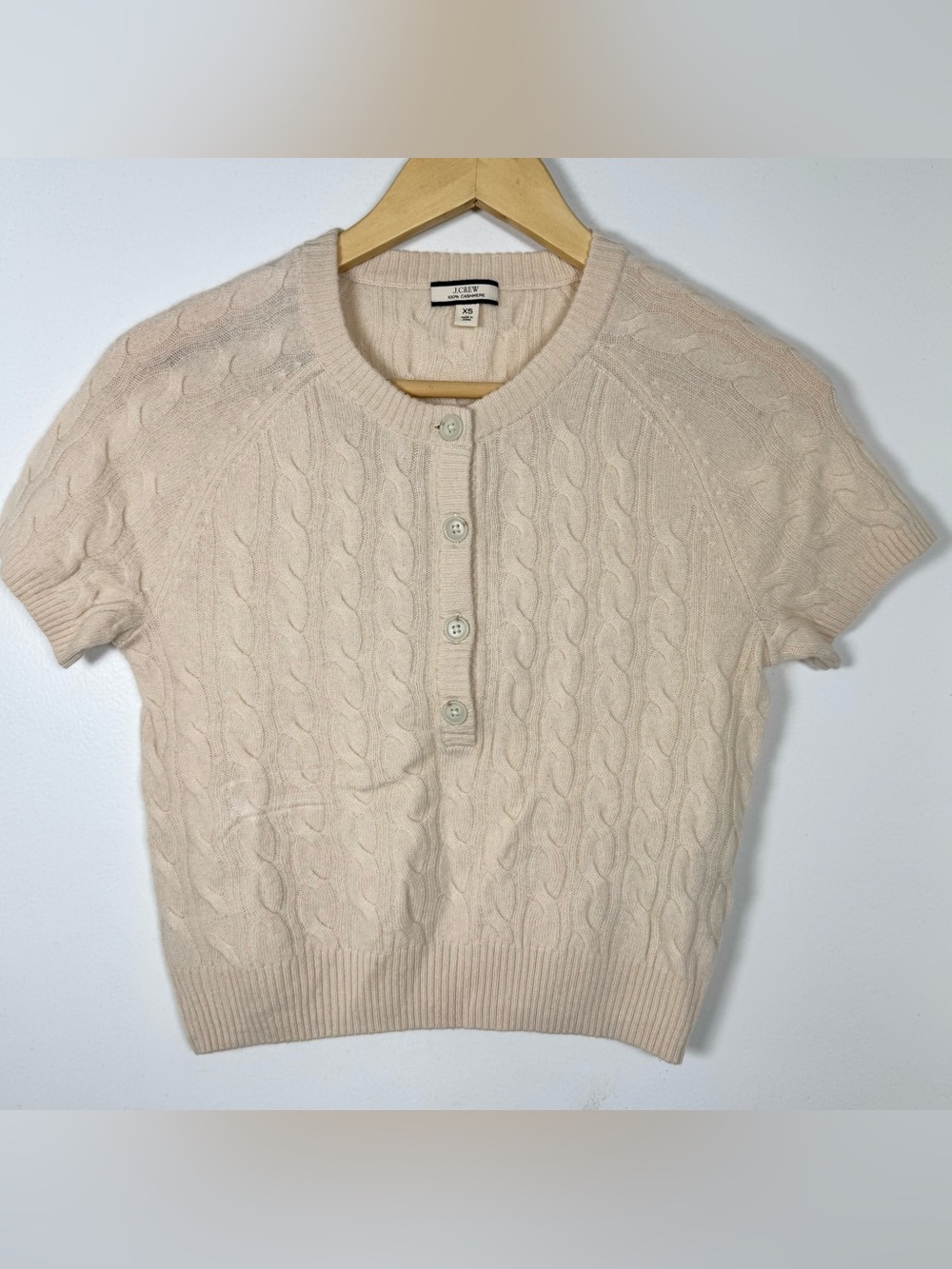 J Crew Cashmere Cream Cable Knit Sweater Women’s X Small Petite Preppy Old Money